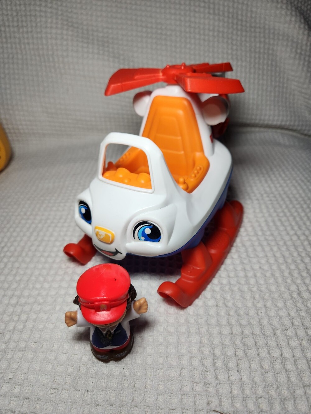 Fisher-Price Little People White, Red and Orange Rescue Chopper with Pilot - Picture 2 of 9